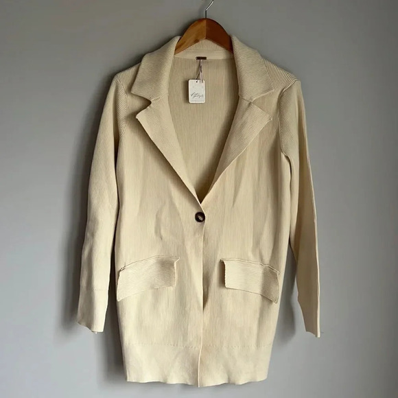 NEW free people Sarah Blazer in Ivory - Picture 2 of 14